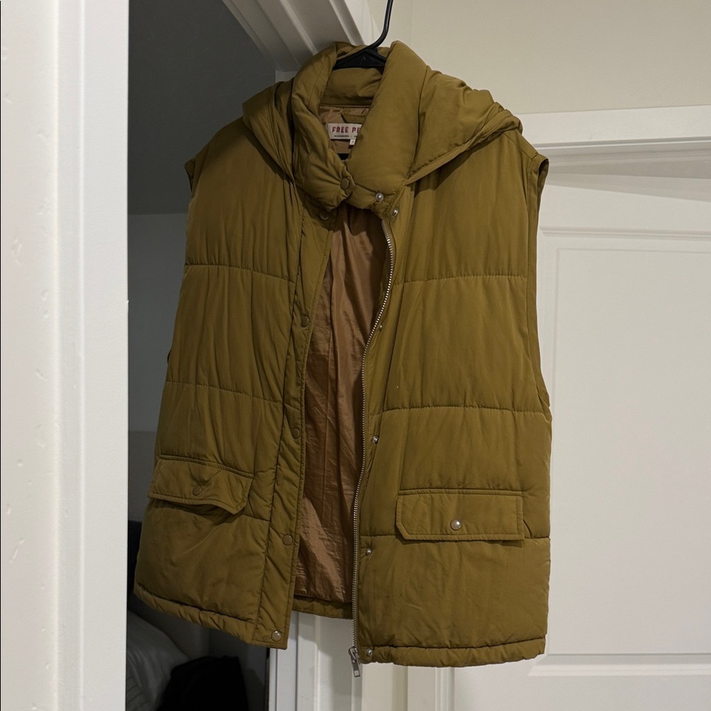 Free People Mustard Yellow Puffer Jacket